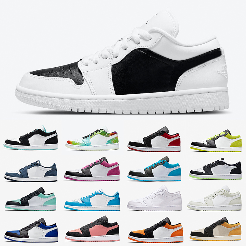 Jumpman 1 low Panda 1s mens basketball shoes travis scotts x fragment University Blue unc Chicago Silver Bred Toe Spruce Aura Laser men women trainers sports sneakers, Color#49