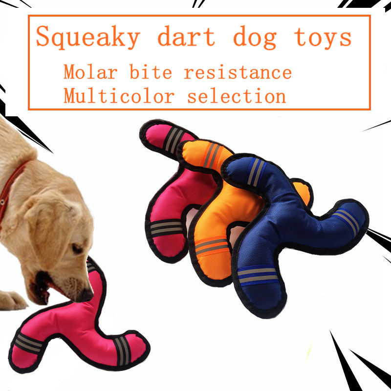Pet Dog Squeaky Stuffed Toy, Triangle Dart Teeth Cleaning Toys Oxford Cloth Washable for Boredom Medium Small Puppy Plush Toy