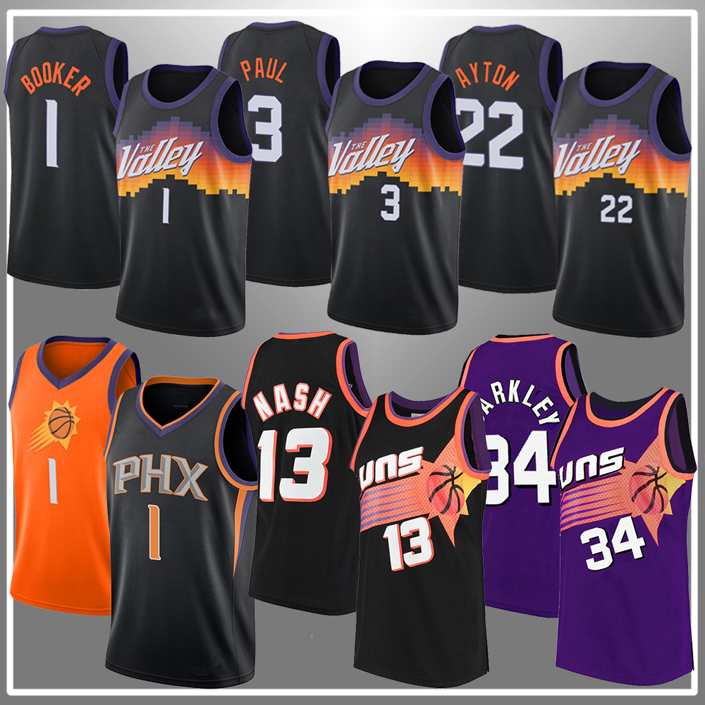 Phoenix Suns Basketball Jerseys 1 Devin Booker 3 Chris Paul 22 DeAndre Ayton 34 Charles Barkley 13 Steve Nash Stitched Jersey, Phoenix suns jersey
Phoenix Suns Basketball Jerseys 1 Devin Booker 3 Chris Paul 22 DeAndre Ayton 34 Charles Barkley 13 Steve Nash Stitched Jersey, Phoenix suns jersey