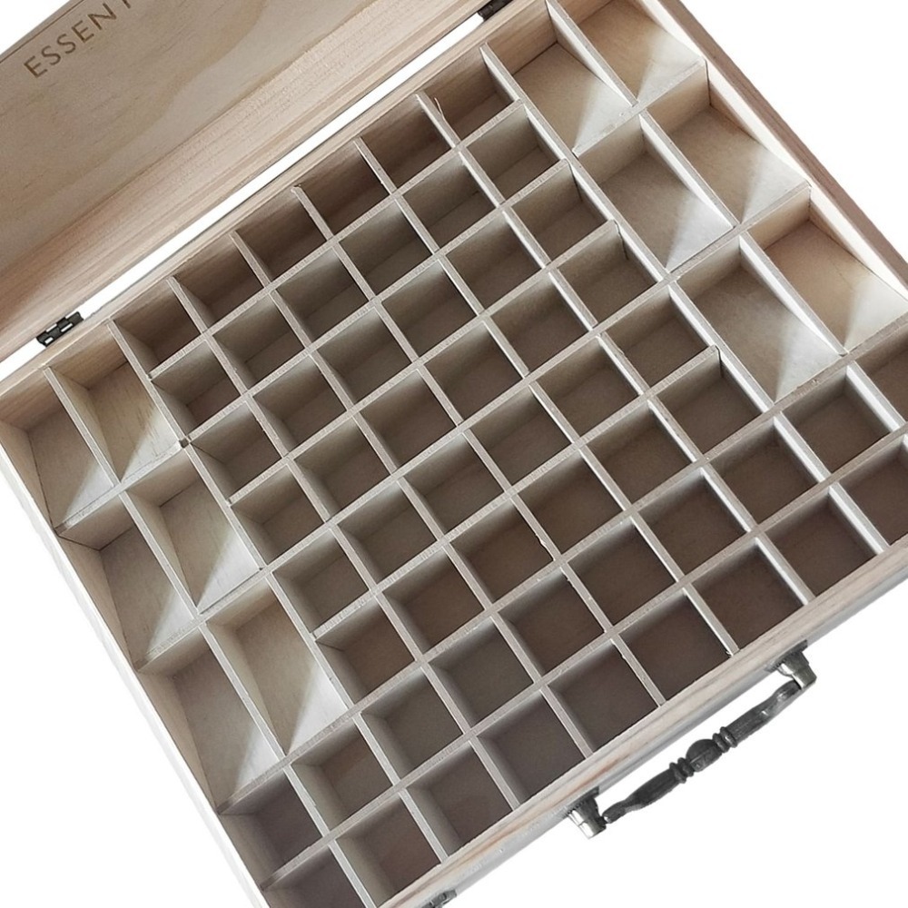 68 Slots Large Size Wooden Essential Oils Box Solid Wood Case Holder Aromatherapy Bottles Storage Organizer 210315