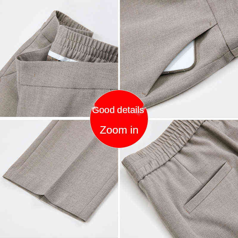 Summer High-waisted Professional Dress Pants Women Feel Casual Thin Loose Waist Large Yards Nine Straight Black 211115