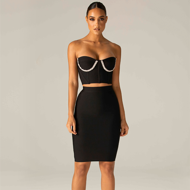 2021 Autumn New Black Sexy Off Shoulder Two Piece Bandage Set High Street Celebrity Fashion Women Party Set
2021 Autumn New Black Sexy Off Shoulder Two Piece Bandage Set High Street Celebrity Fashion Women Party Set