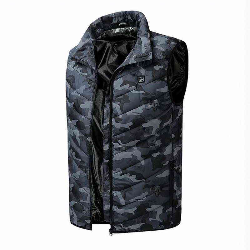 FALIZA USB Heated Vest Men Winter Heating Jacket Male Waistcoat Thermal Warm Clothing Feather Sleeveless Gilet Homme Vests MJ117 211119