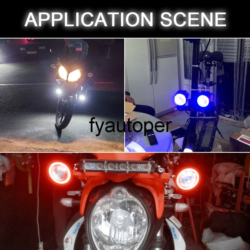 125W LED Motorcycle Angel Eyes U7 Headlamp Spotlights Universal 2Pcs/set Motorcycle Headlights Motorbike LED Auxiliary Lamp