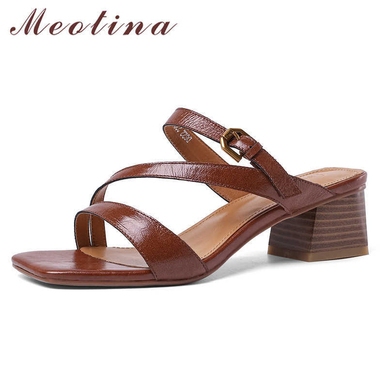 Meotina Buckle Natural Genuine Leather High Heel Slippers Women Shoes Square Toe Thick High Heel Slides Women Sandals Summer 210608, Beige
Meotina Buckle Natural Genuine Leather High Heel Slippers Women Shoes Square Toe Thick High Heel Slides Women Sandals Summer 210608, Beige
