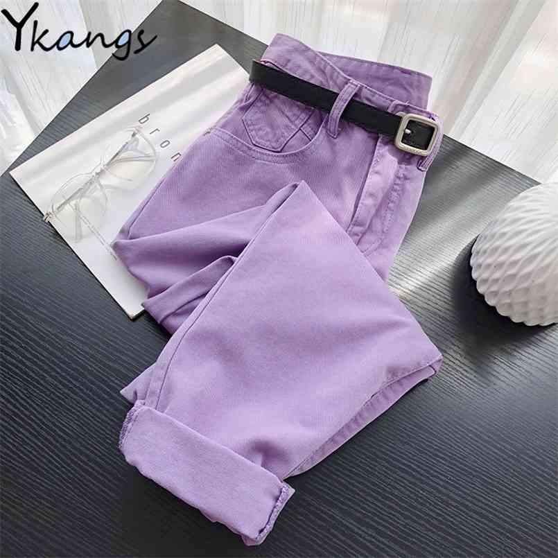 White Purple Jeans Plus Size High Waist Denim Harem Pants Boyfriend jeans for Women Streetwear Loose Trouser vaqueros mujer 210809