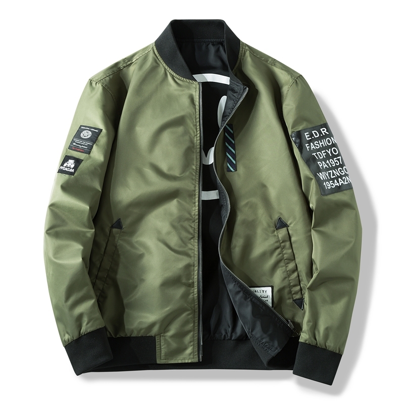 Men Bomber Jacket Slim Male Wear Casual Windbreaker Man Pilot Jacket with Patches Green Thin Mens Coat Outwear Clothing T200107