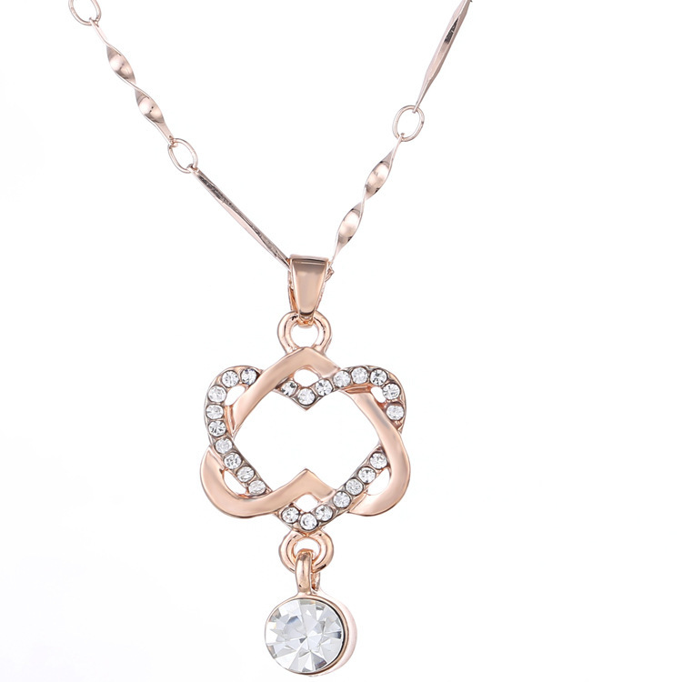 Fashion Korean platinum Heart Necklace double heart winding heart to pendant clavicle chain jewelry
