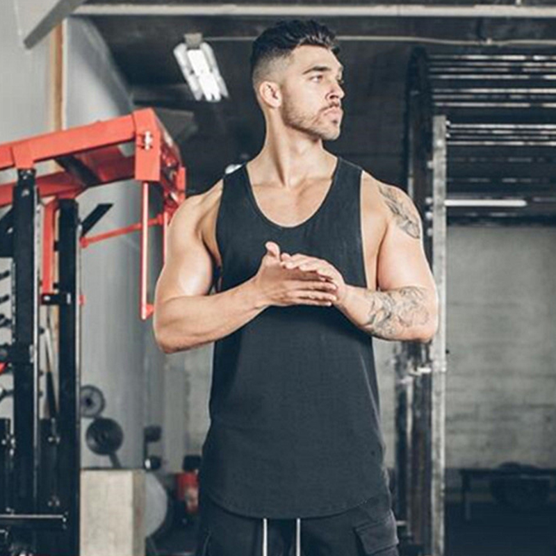 cotton sleeveless shirts tank top men Fitness shirt mens singlet Bodybuilding workout gym vest 210308