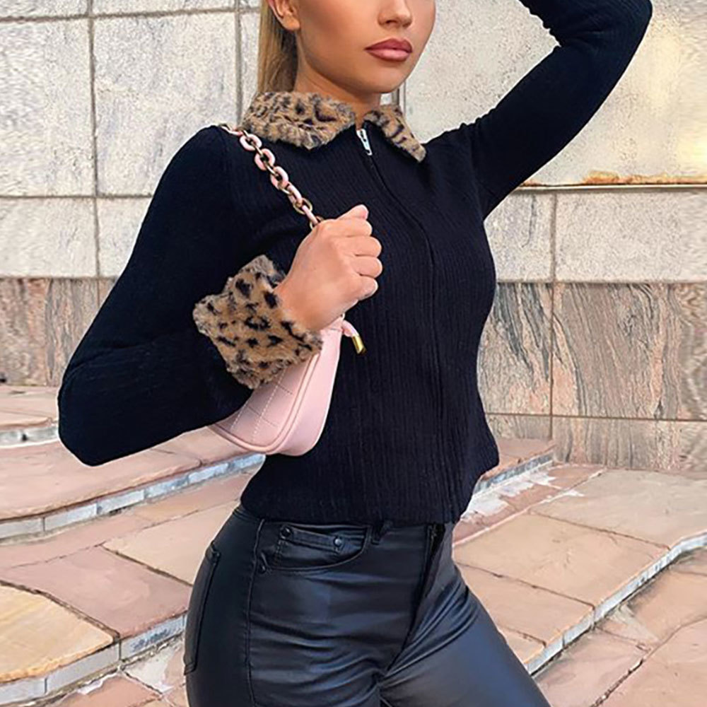 2021 New Fashion Leopard Print Slim Sweater Zipper Cardigans Turndown Collar Long Sleeve Knitted Tops Black Jackets P8a9
2021 New Fashion Leopard Print Slim Sweater Zipper Cardigans Turndown Collar Long Sleeve Knitted Tops Black Jackets P8a9