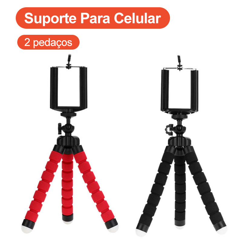 Black Red + blue 3 Pcs Sponge Octopus Stand for Live Streaming Lazy Deformation Mobile Phone Holder Portable Camera Tripod
