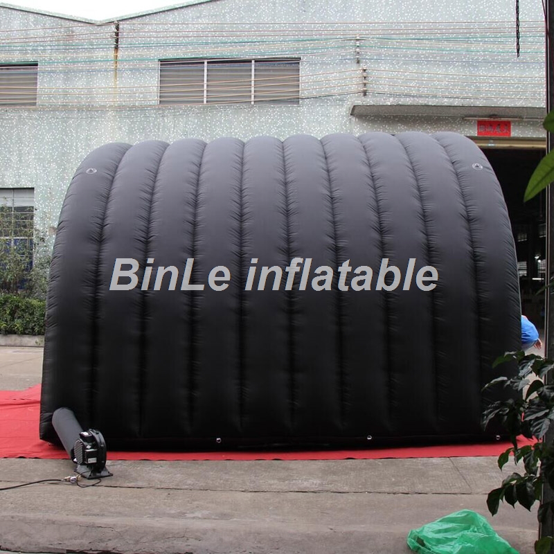 custom made multifunctional giant black inflatable tunnel tent entrance stage cover marquee canopy for events