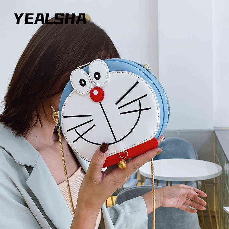 Bags Female Doraemon Cartoon Fashion Design Women Shoulder Bag Chain Pu Leather Crossbody Small Round Bag Handbag Women Wallet Y211115
Bags Female Doraemon Cartoon Fashion Design Women Shoulder Bag Chain Pu Leather Crossbody Small Round Bag Handbag Women Wallet Y211115