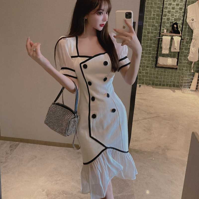 Korean Womens Elegant Square Collar Double Breasted Office Lady Dress Bodycon Chiffon Ruffles Slim Mermaid Female 210526, Photo color
Korean Womens Elegant Square Collar Double Breasted Office Lady Dress Bodycon Chiffon Ruffles Slim Mermaid Female 210526, Photo color