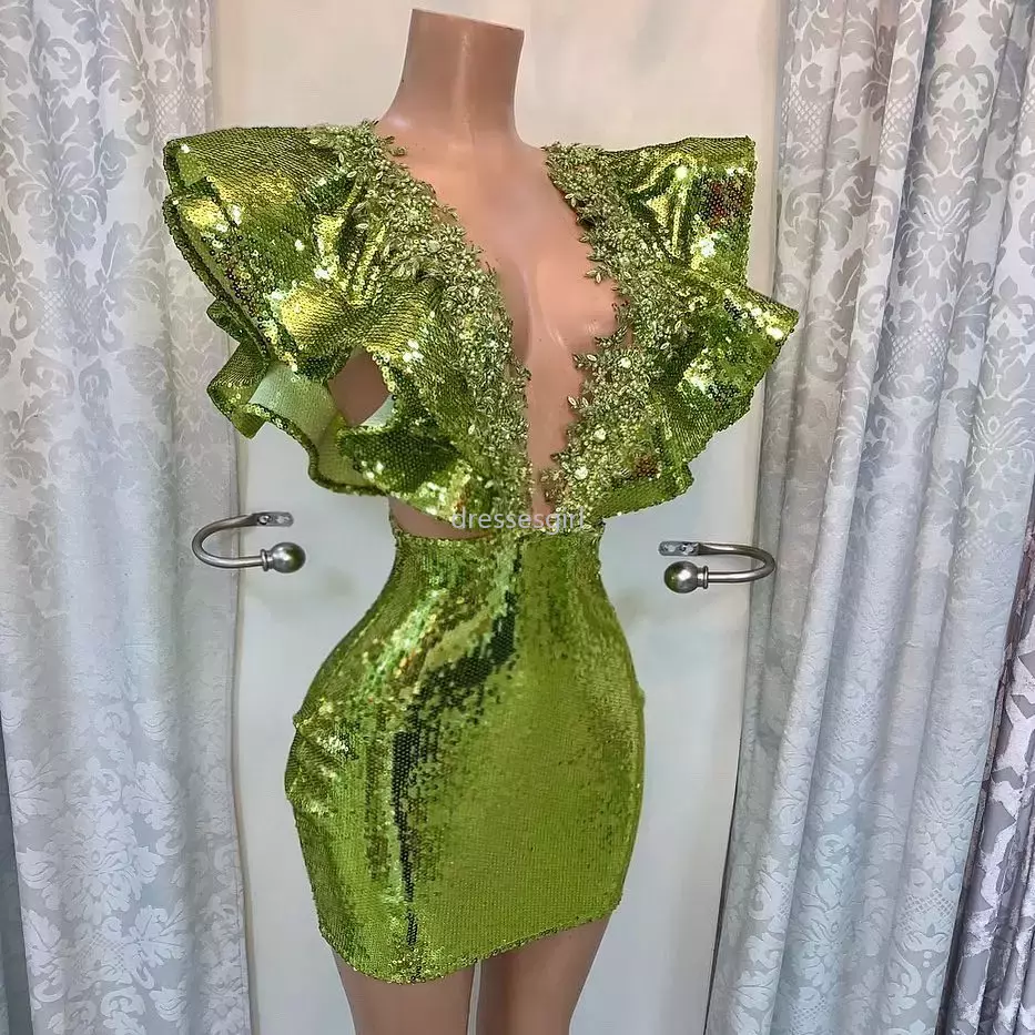 Green Sequined Cocktail Dressses Short Beaded Deep V-Neck Dubai Party Night Gowns Women Custom Made Designed robe de soiree CC, White
Green Sequined Cocktail Dressses Short Beaded Deep V-Neck Dubai Party Night Gowns Women Custom Made Designed robe de soiree CC, White