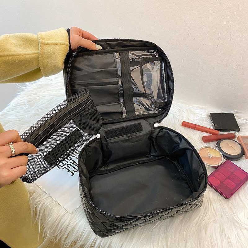 Cosmetic box Quilted professional cosmetic bag women's large capacity storage handbag travel toiletry makeup bag sac 210821