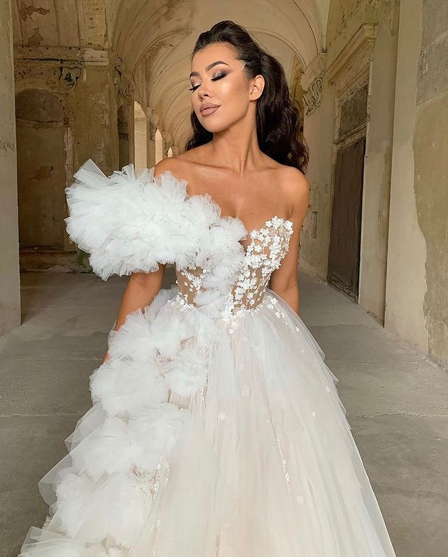plus size arabic aso ebi stylish aline beach wedding dress sweetheart tulle elegant sexy bridal gowns dresses zj102