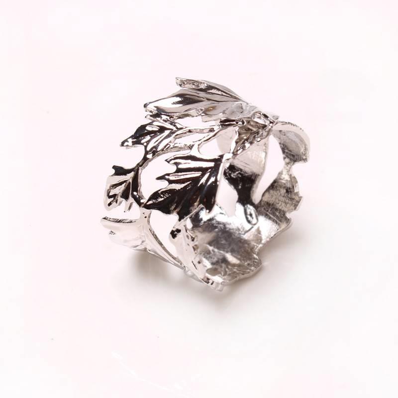 Silver Gold Metal Leaf Napkin Ring Table