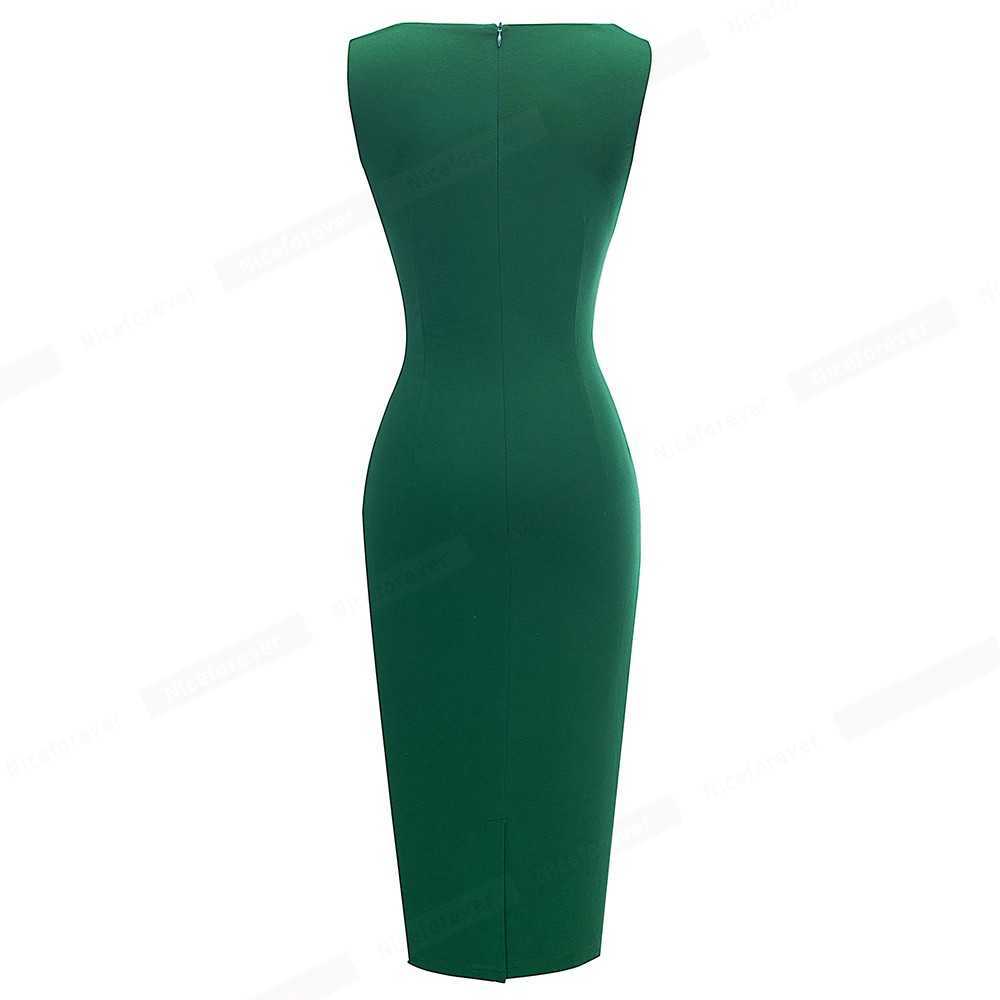 Nice-Forever Solid Color Elegant Work Office Dresses Business Formal Party Bodycon Sheath Women Dress B584 210623