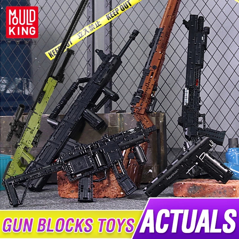 

Military WW2 Weapon MOC Motorized Gun Building Block AWM Mausers 98K Shotgun Benelli M4 Super 90 Maxim Glock C96 Ingram M10 MP5 QBZ 95 UZI Desert Eagle Model Bricks Toys