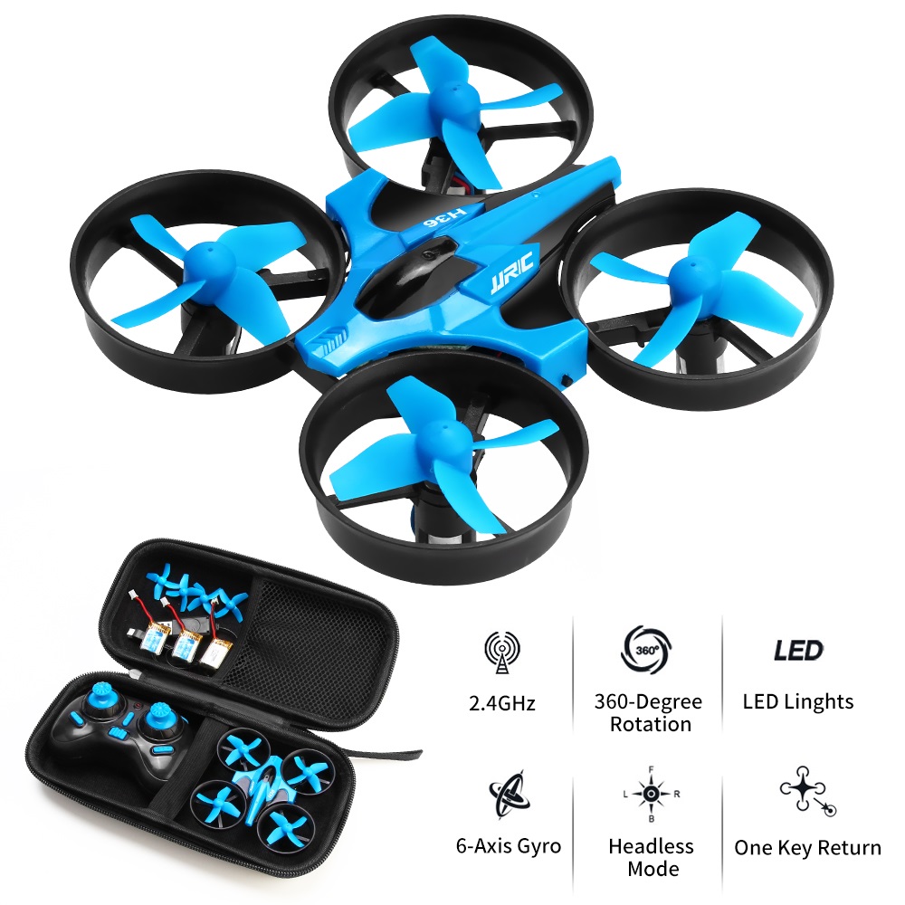 

H36 RC Mini Drone Helicopter 4CH Toy Quadcopter Drone Headless 6Axis One Key Return 360 Degree Flip LED RC Toys, Blue