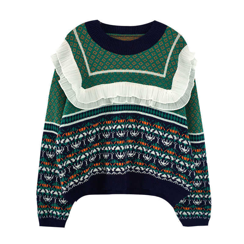 Women Vintage Sweater Autumn Winter Patchwork Chiffon Floral Printed Sweaters Woman Pullover Tops Korean Knitted 210602, Green
Women Vintage Sweater Autumn Winter Patchwork Chiffon Floral Printed Sweaters Woman Pullover Tops Korean Knitted 210602, Green