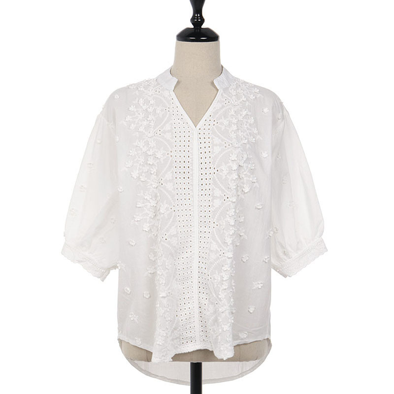 BETHQUENOY Embroidery Blouse White Shirts Women Clothes Plus Size Cotton Tops Camisas Blusas Mujer De Moda Chemisier Femme 210225