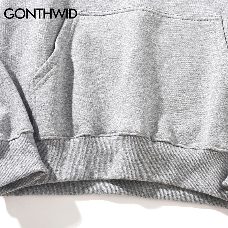 GONTHWID Men's Hoodies Pullover Casual Solid Color Sports Outwear Hooded Sweatshirts Hoodies Fashion Streetwear Sweatshirt Tops 201127
