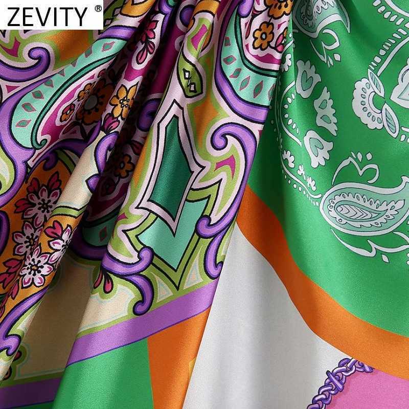Zevity Women Vintage Cloth Patchwork Floral Print Knotted Sarong Skirt Faldas Mujer Female Back Zipper Chic Slim Vestidos QUN790 210619