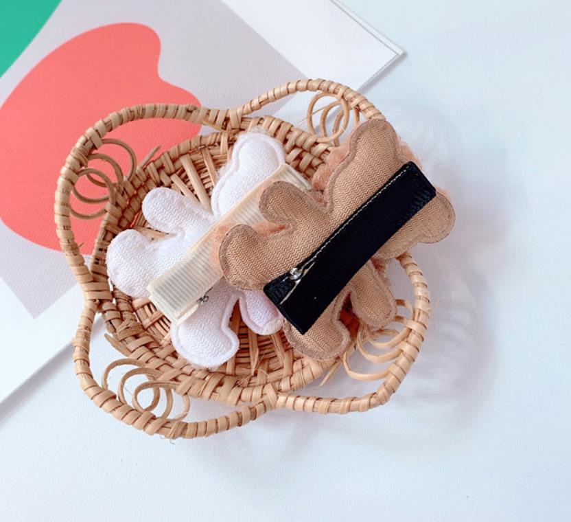 Baby Girl Hair Clips Jewelry Accessories Fluffy Bear Bows Barrettes Hairpin Decorating Braids for Toddler Kids Children White Brown
