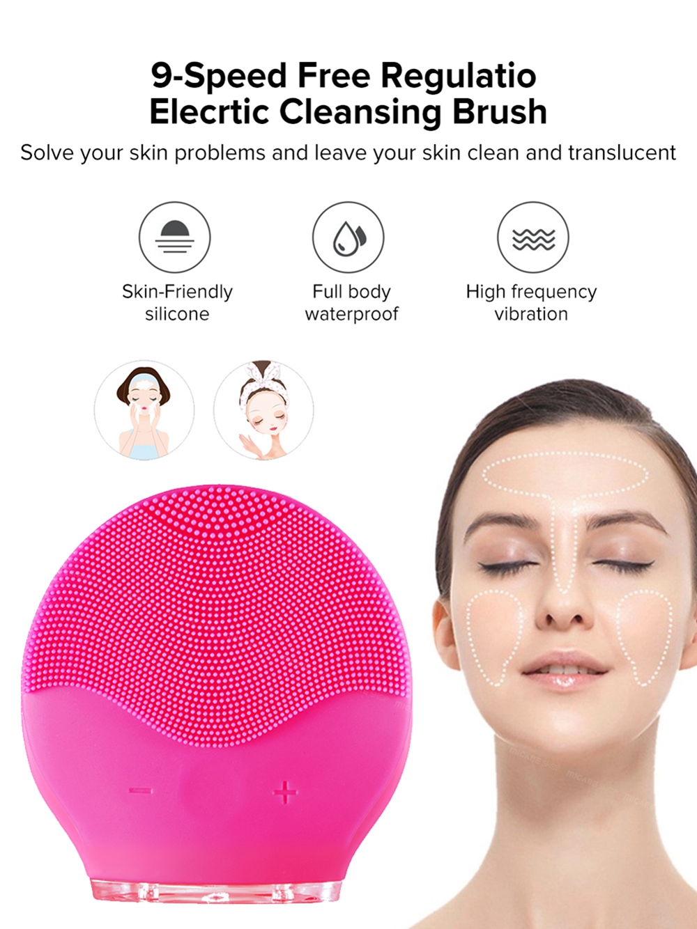 Hot Silicone Face Cleaning Beauty Tool Mini Waterproof Electric Facial Pore Deep Cleansing Brush Skin Clean Massage Makeup Residual Removal Beauty App