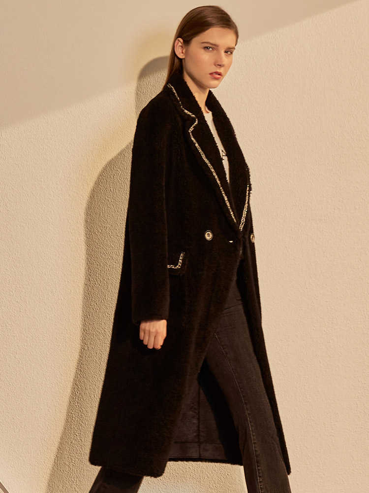 Minimalism Winter Women's Coat Fashion 100shmere Patchwork Lapel Knee-lengthWinter WomenWinter Women 1369 210527