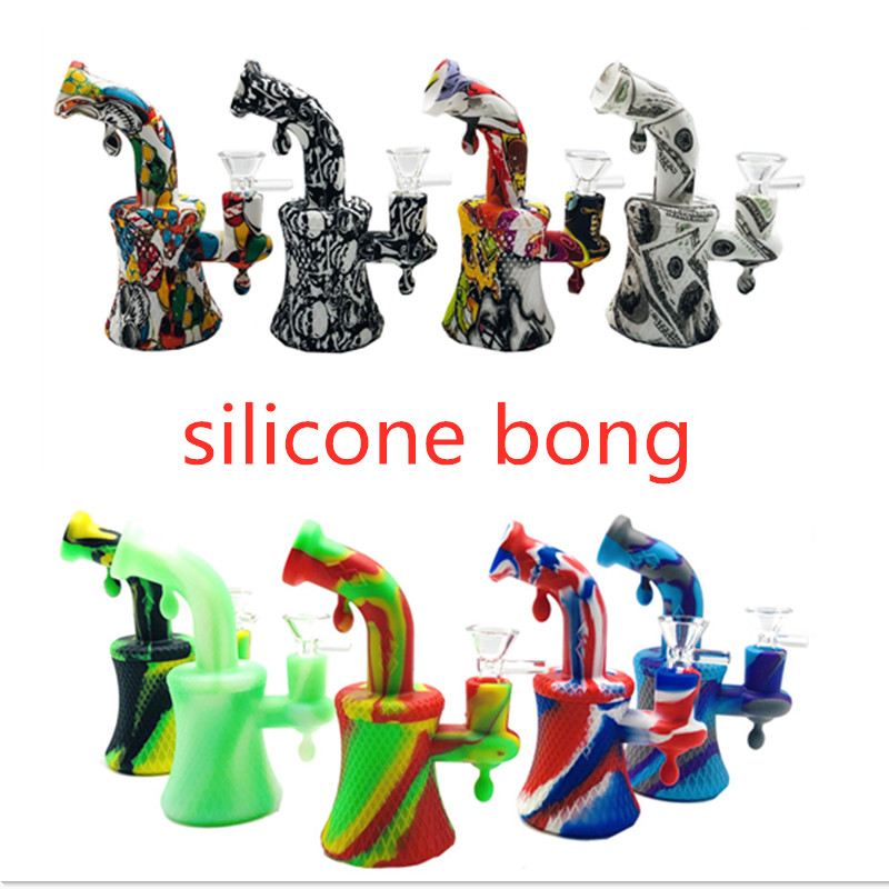 Hookahs Bong small bubble Oil Water drop transfer silicone pipe with glass bowl unbreakable dab rig
Hookahs Bong small bubble Oil Water drop transfer silicone pipe with glass bowl unbreakable dab rig