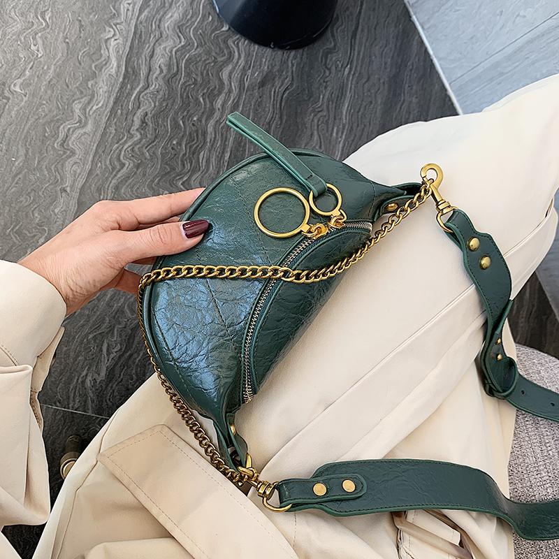 vintage Solid Color Pu Leather Crossbody Bags For Women 2021 fashion Shoulder Purses Messenger Bag Lady Chain Travel Handbags