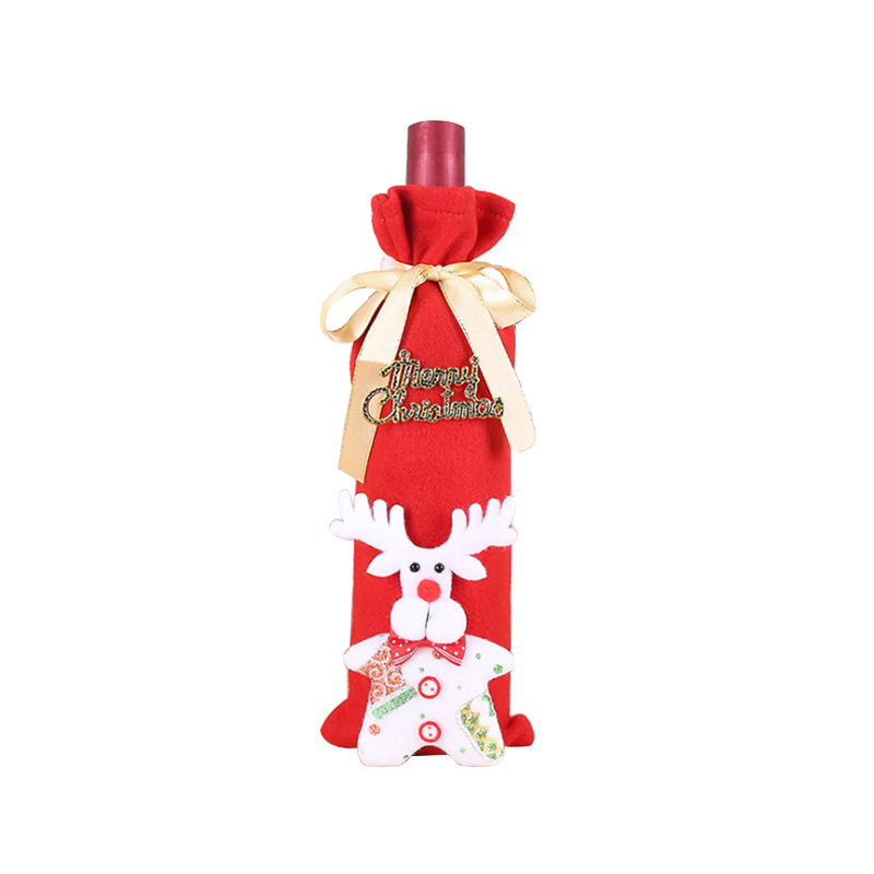 Christmas Decorations Santa Claus Bottles Non-woven Gift Bags Champagne Wine Sets DH0201 Free shipping
