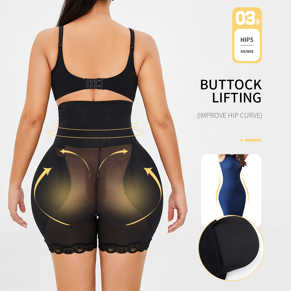 Seamless Women Butt Lifter Tummy Control Panties High Waist Hip Padded Panty Body Shaper Compression Thigh Slimmer Shapewear 210305