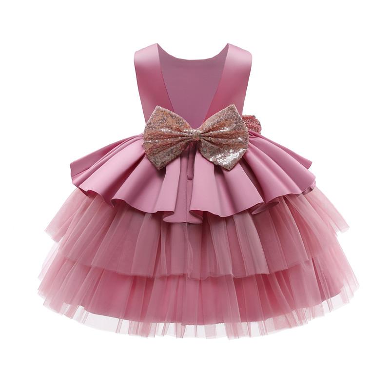 Girl's Dresses Born Baby Bownot Dress 1 Year Girls 2nd Birthday Tutu Christening Gown Wedding Baptism Clothes Infant Party Wear