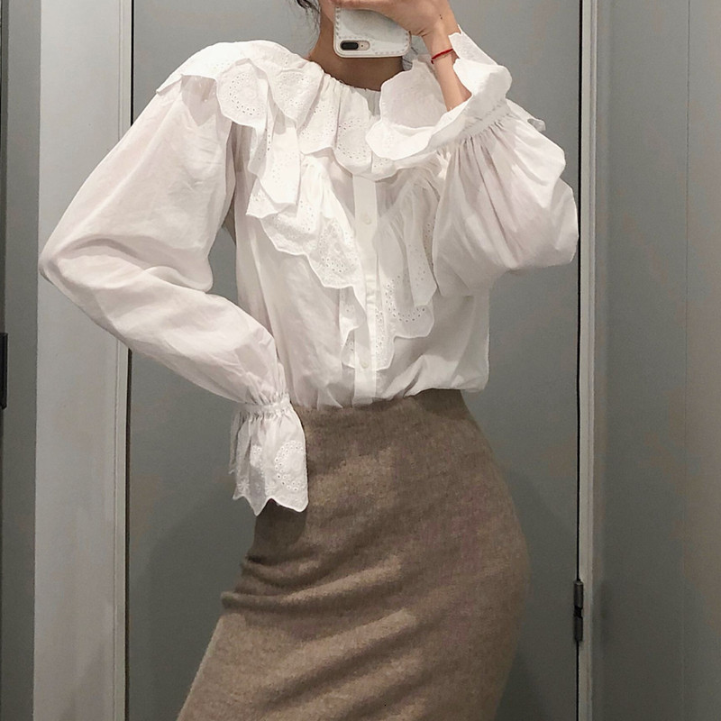 2021 New Women White Peter Pan Collar Blouse Embroidery Ruffles Long Sleeve Early Autumn Female Shirts Fbeq, Black
2021 New Women White Peter Pan Collar Blouse Embroidery Ruffles Long Sleeve Early Autumn Female Shirts Fbeq, Black