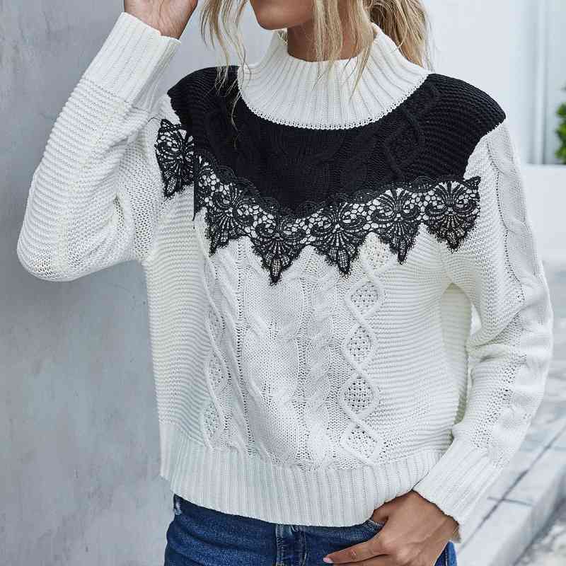 Lace Turtleneck Sweaters Women High Quality Autumn Winter Pull Jumpers European Casual Sweater Female Oversized Pullovers 210603, White
Lace Turtleneck Sweaters Women High Quality Autumn Winter Pull Jumpers European Casual Sweater Female Oversized Pullovers 210603, White