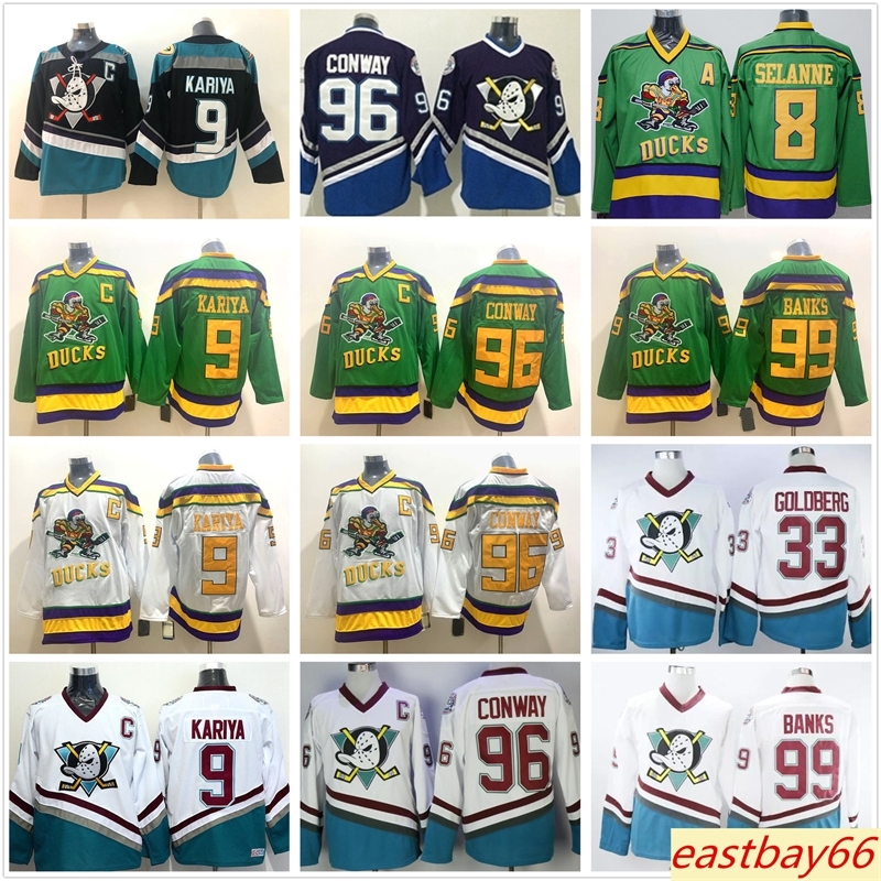the Mighty Ducks of Anaheim 9 Paul Kariya 33 Greg Goldberg 8 Teemu Selanne 96 Charlie Conway 99 Adam Banks Green White Purple Hockey Jerseys, Black;red
the Mighty Ducks of Anaheim 9 Paul Kariya 33 Greg Goldberg 8 Teemu Selanne 96 Charlie Conway 99 Adam Banks Green White Purple Hockey Jerseys, Black;red