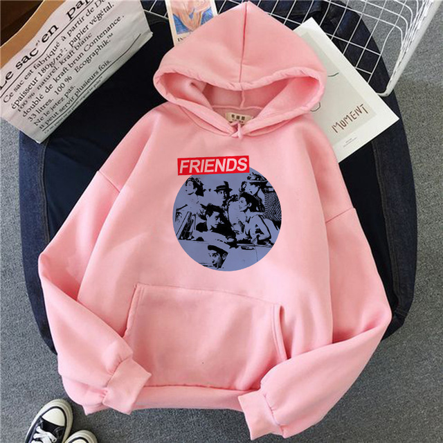 Friends TV show Hand Line Art ulzzang Sweatshirts Oversized Winter Hoodie Kawaii Jumper Outfits Tumblr female Aesthetic Harajuku T200525