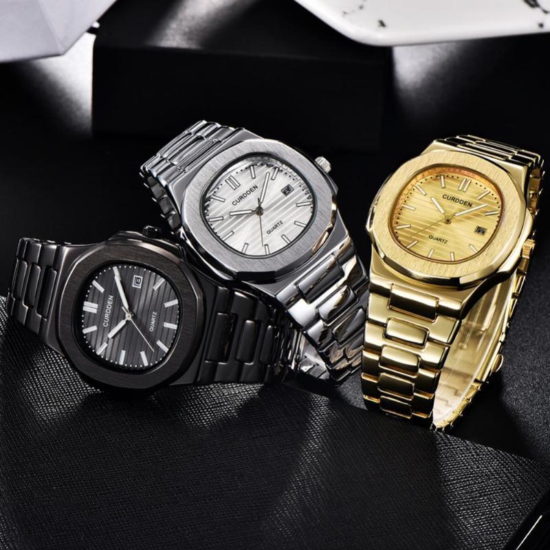 Wristwatches CURDDEN Top Business Men Watch Calendar Analog Stainless Steel Band Male Quartz Wrist Relojes Para Hombre, Golden
Wristwatches CURDDEN Top Business Men Watch Calendar Analog Stainless Steel Band Male Quartz Wrist Relojes Para Hombre, Golden