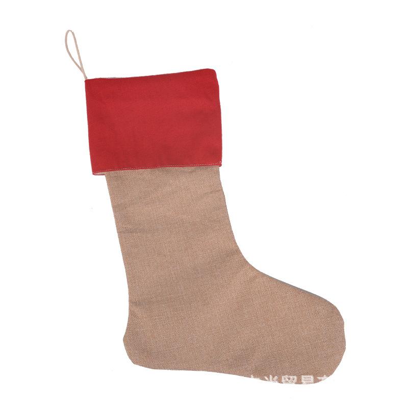 12*18inch high quality canvas Christmas stocking gift bags canvas Christmas Xmas Large Size Plain Burlap decorative socks bag