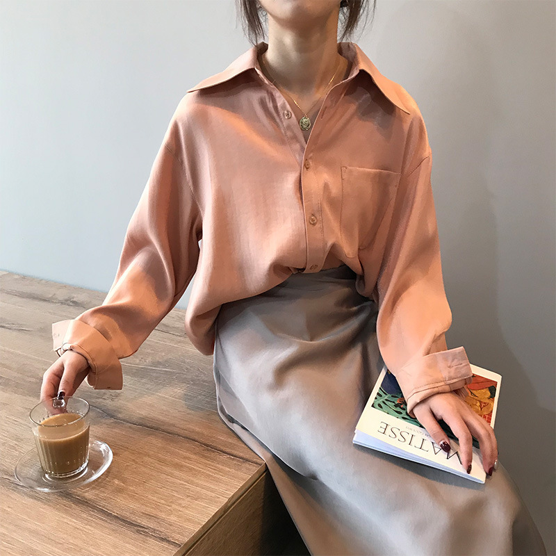 Garemay Midi Maxi Long High Waist Satin Skirt Women Elegant Silk ALine Solid Vintage Ol Ladies Summer Skirts Womens 210306