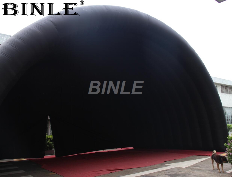 custom made multifunctional giant black inflatable tunnel tent entrance stage cover marquee canopy for events