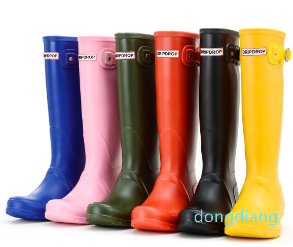 Designer-Women RAINBOOTS fashion Knee-high tall rain boots England style waterproof welly boots Rubber rainboots water shoes rainshoes от DHgate WW