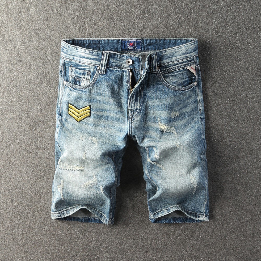 2021 New Summer Fashion Short Blue Color Patch Designer Ripped Men Denim Streetwear Hip Hop Jeans Shorts Hombre 67g1
2021 New Summer Fashion Short Blue Color Patch Designer Ripped Men Denim Streetwear Hip Hop Jeans Shorts Hombre 67g1