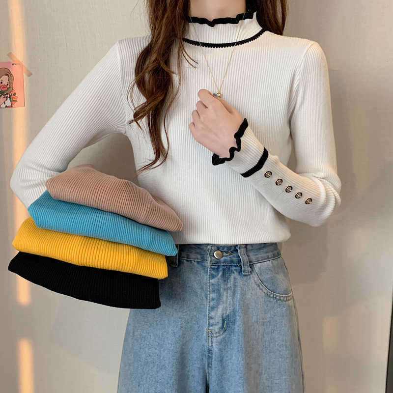LY VAREY LIN Spring Autumn Women Gentle Solid Sweet Elegant Office Lady Slim Tops Pullover Turtleneck Sweaters Knitted 210526, Yellow
LY VAREY LIN Spring Autumn Women Gentle Solid Sweet Elegant Office Lady Slim Tops Pullover Turtleneck Sweaters Knitted 210526, Yellow