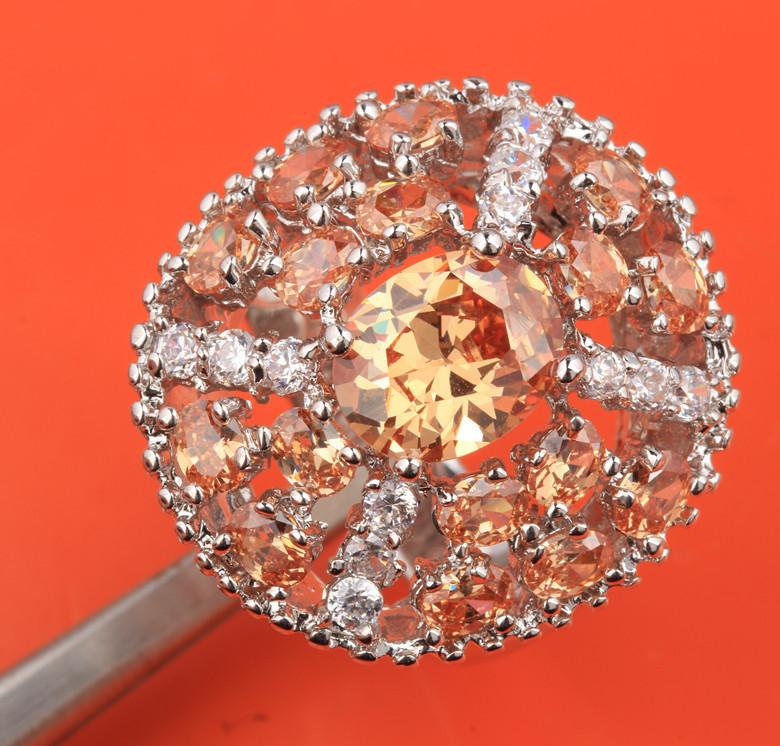 Wedding Rings Big Ring Classic Orange Champagne Morganite Gems Silver Plated Argent Sale Us# Size 6 / 7 8 9 S0871
Wedding Rings Big Ring Classic Orange Champagne Morganite Gems Silver Plated Argent Sale Us# Size 6 / 7 8 9 S0871