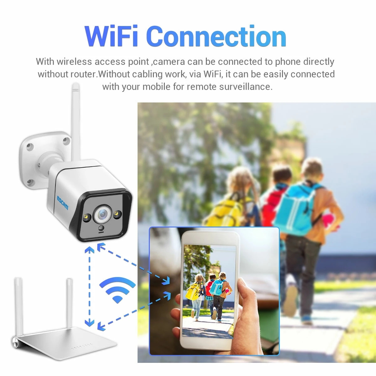 ESCAM QF120 1080P WIFI Battery PIR Alarm IP Camera With Solar Panel Full Color Night Vision Two Way Audio IP66